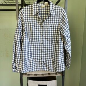 L.L. Bean Blue and White Checkered Button Down Shirt